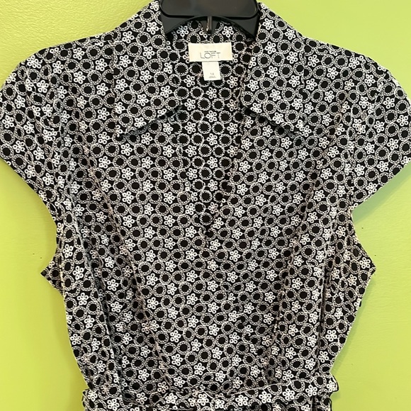 EUC Loft Faux Wrap Dress with Embroidery - Picture 2 of 6